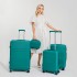 K1871-1L - Kono ABS Sculpted Horizontal Design 4 Pcs Suitcase Set With Vanity Case - Teal